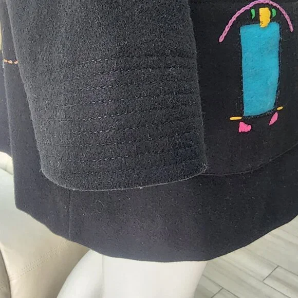 UNIQUE Vintage Women's Abstract ART Black Jacket | Size 2XL - Picture 7 of 13